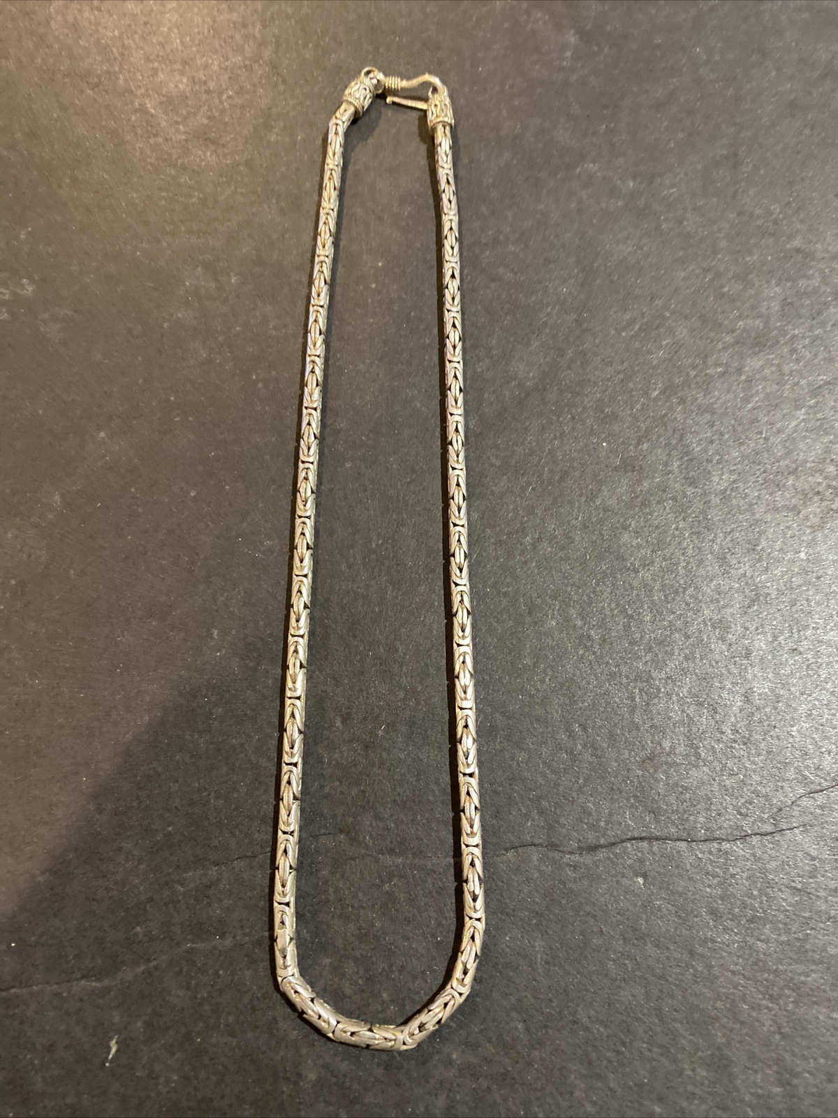 Solid Sterling Silver Byzantine Link Necklace