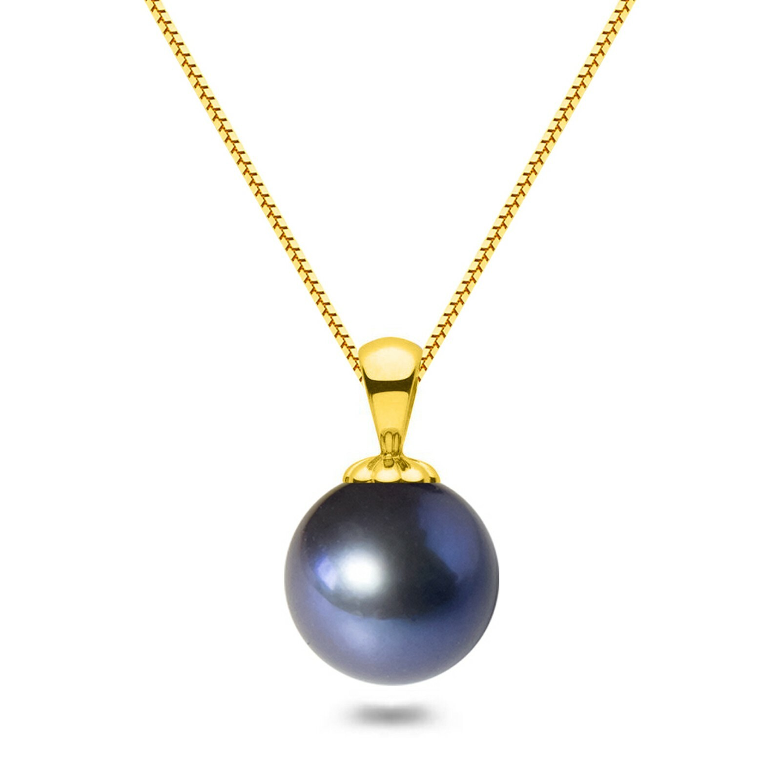 7-9mm Akoya Pearl Pendant AAAA Graded Night Blue Pearl Necklace Silver Settings