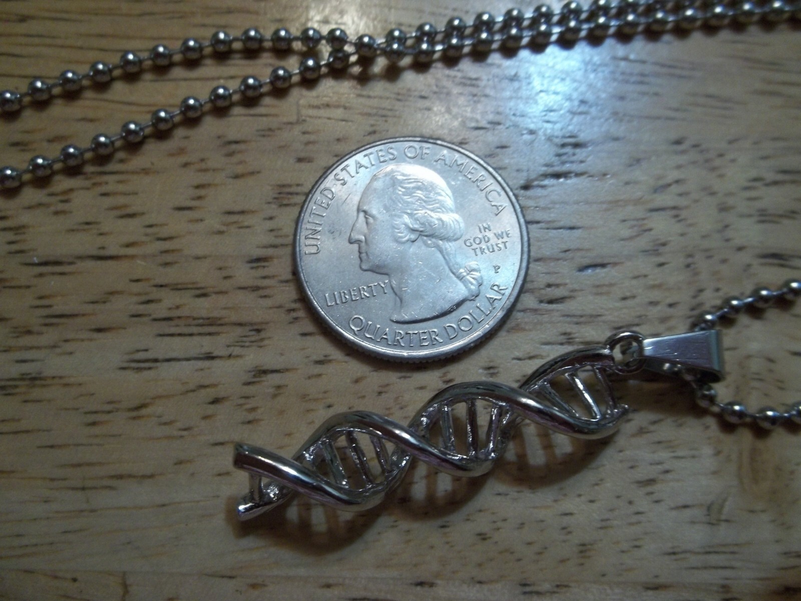 DNA DOUBLE HELIX 3D CHEMISTRY Necklace Stainless Chain