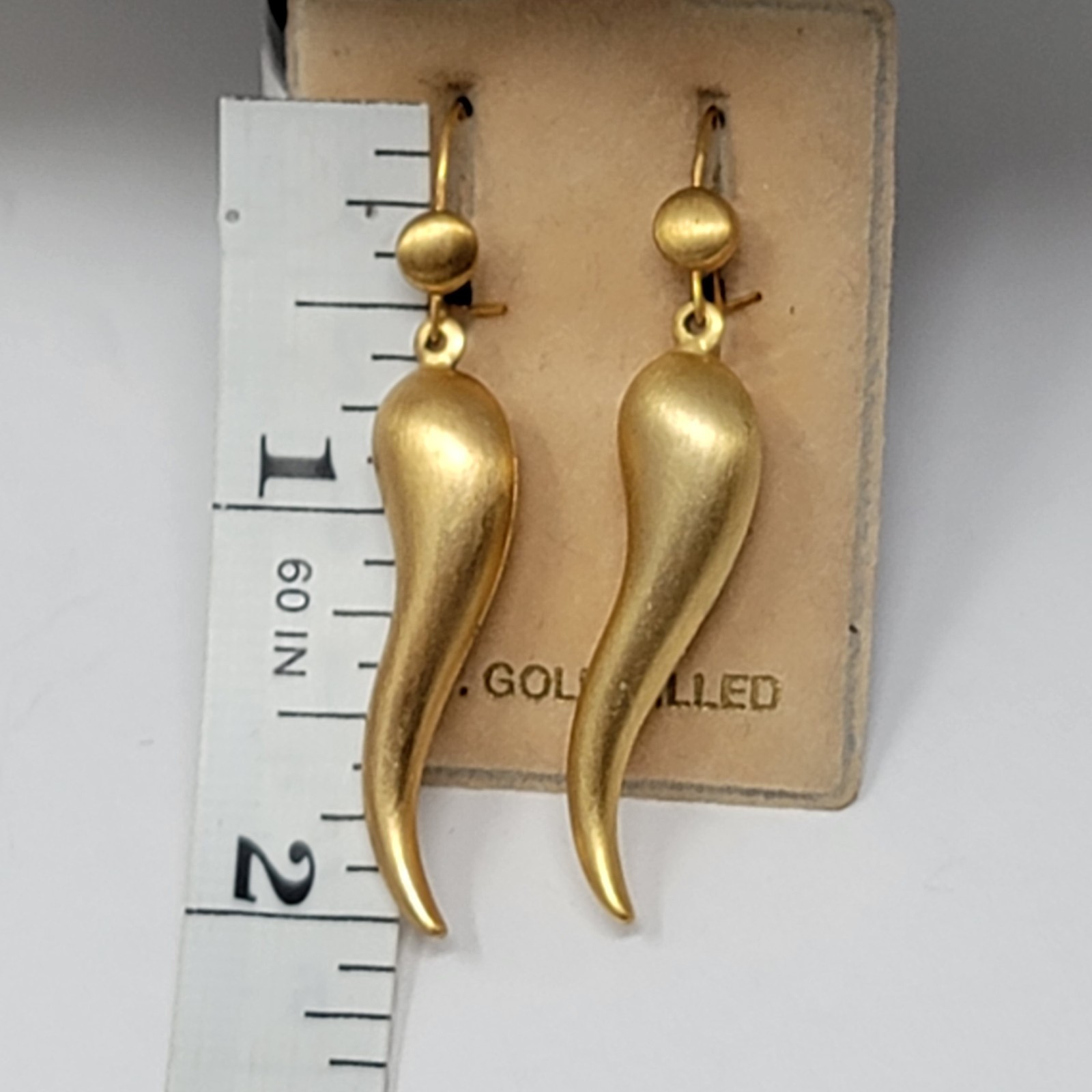 Vintage 14K Gold Filled Italian Cornicello Earrings Horn Amulet Jewelry