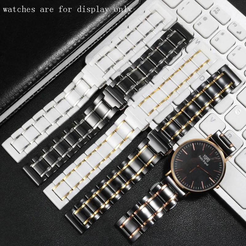 Polished Quick Release Strap Watch Band Premium Ceramic 14-24mm Stainless Steel