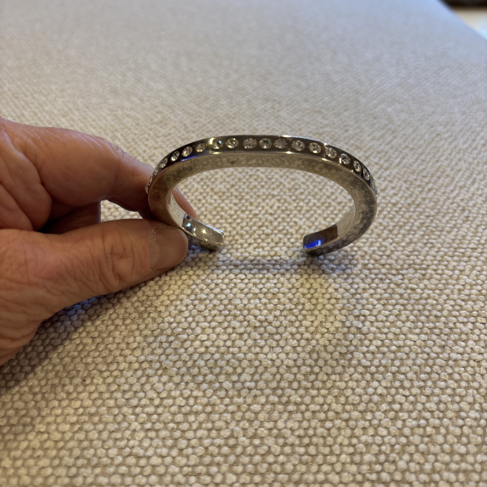 Patricia Locke Silver-plated Cuff Bracelet With 20 Crystals & Signed