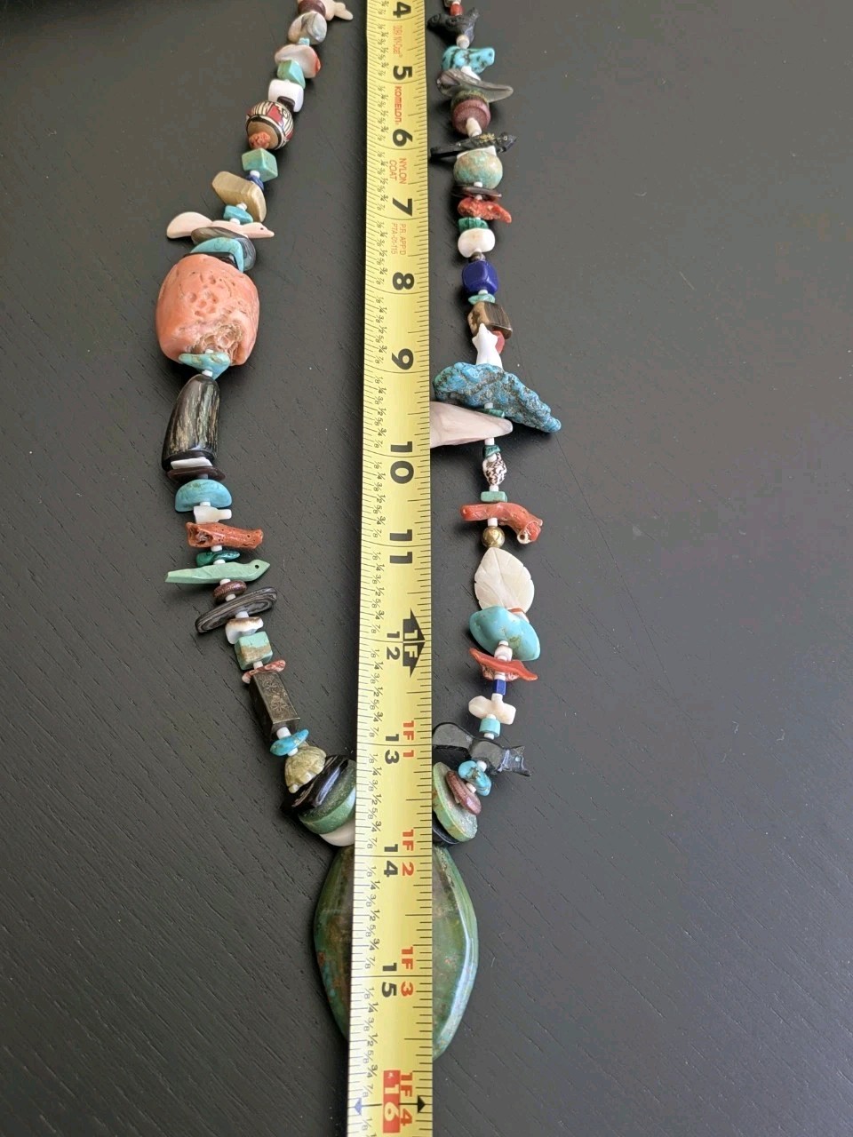 Native American 1970’s Treasure Necklace W/Large Turquoise Pendant & Fetishes