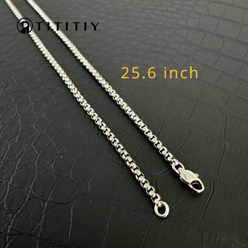 Titanium Necklace Width 3mm Square Box Sub Chain Antiallergic Trend Chain 25.6″