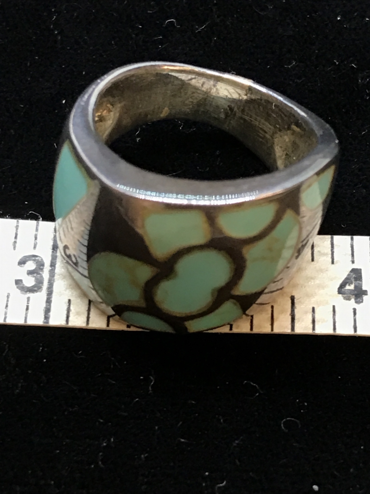 Vintage Native American Sterling Silver Makers Marked Turquoise Ring sz 5.5