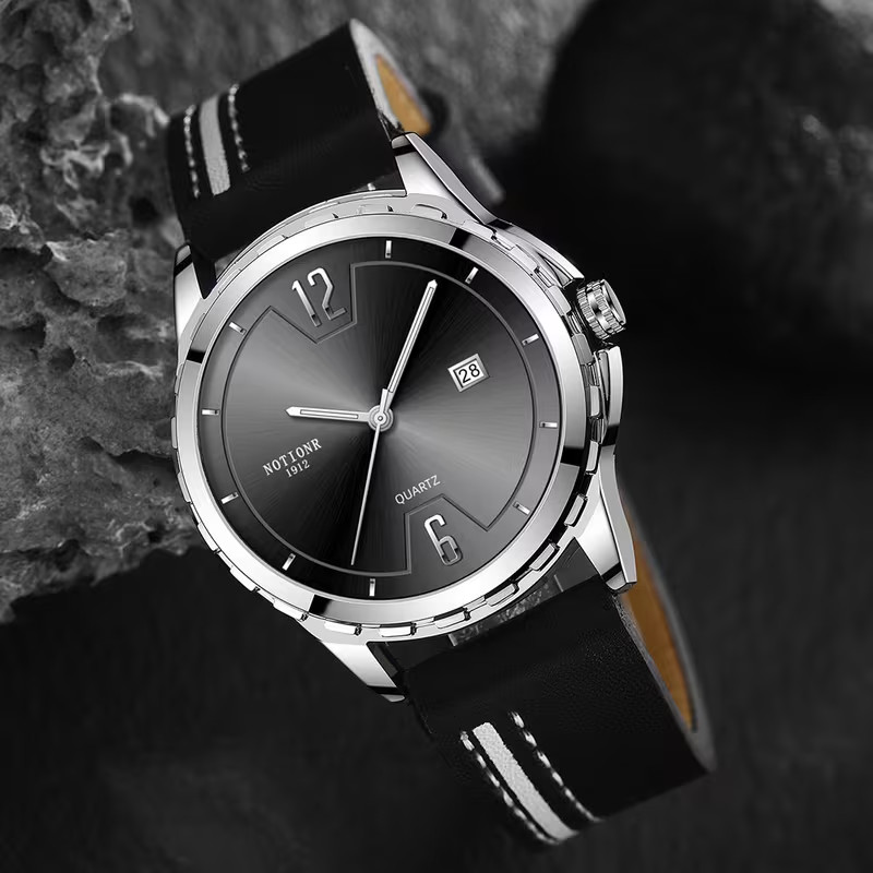 Casual Business Watches Faux Leather Strap Black