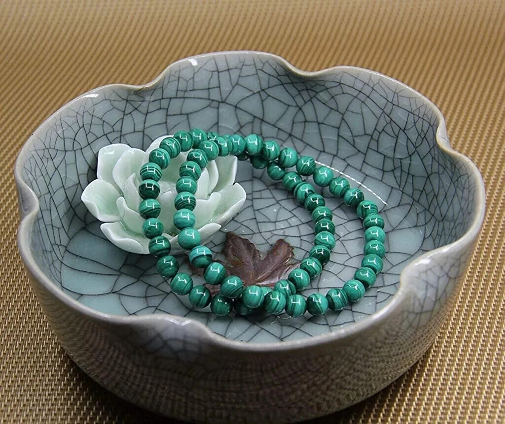 Natural Malachite 6mm Round Beads Green Crystal Healing Reiki Stretch Bracelet