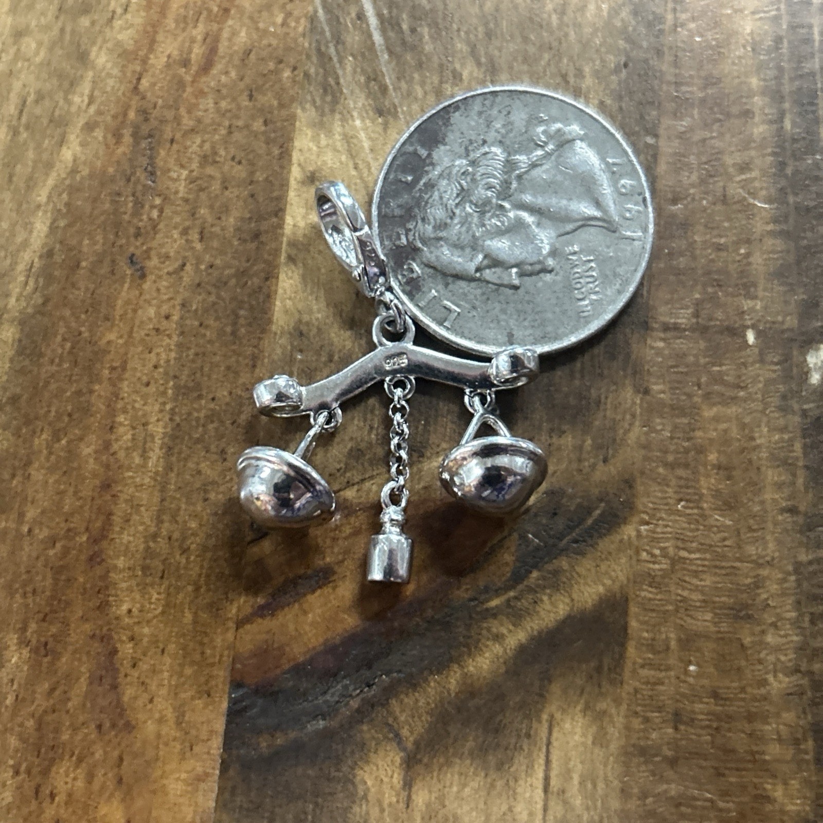 Amore La Vita Sterling Silver 3-D Enameled Scales of Justice Dangle Charm 3.85G