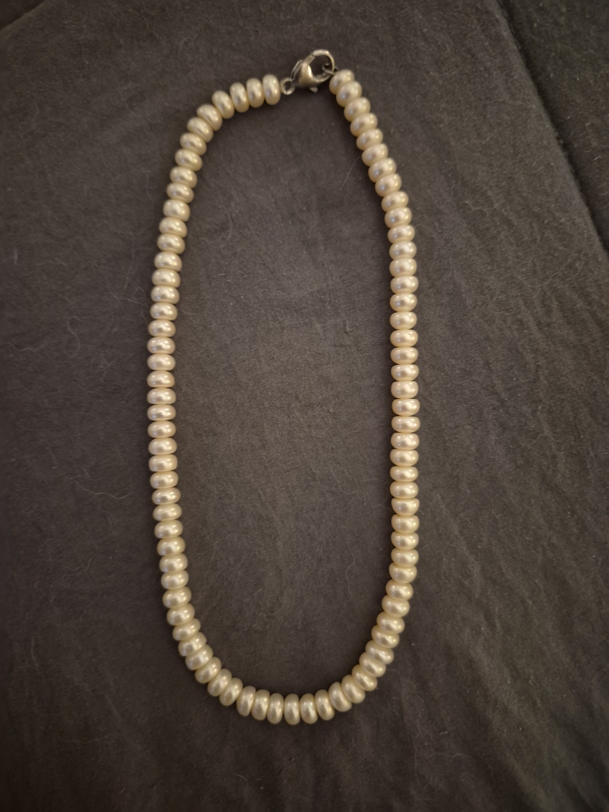 Honora Button Pearl Necklace Freshwater White 925 Sterling Lobster Clasp 17″