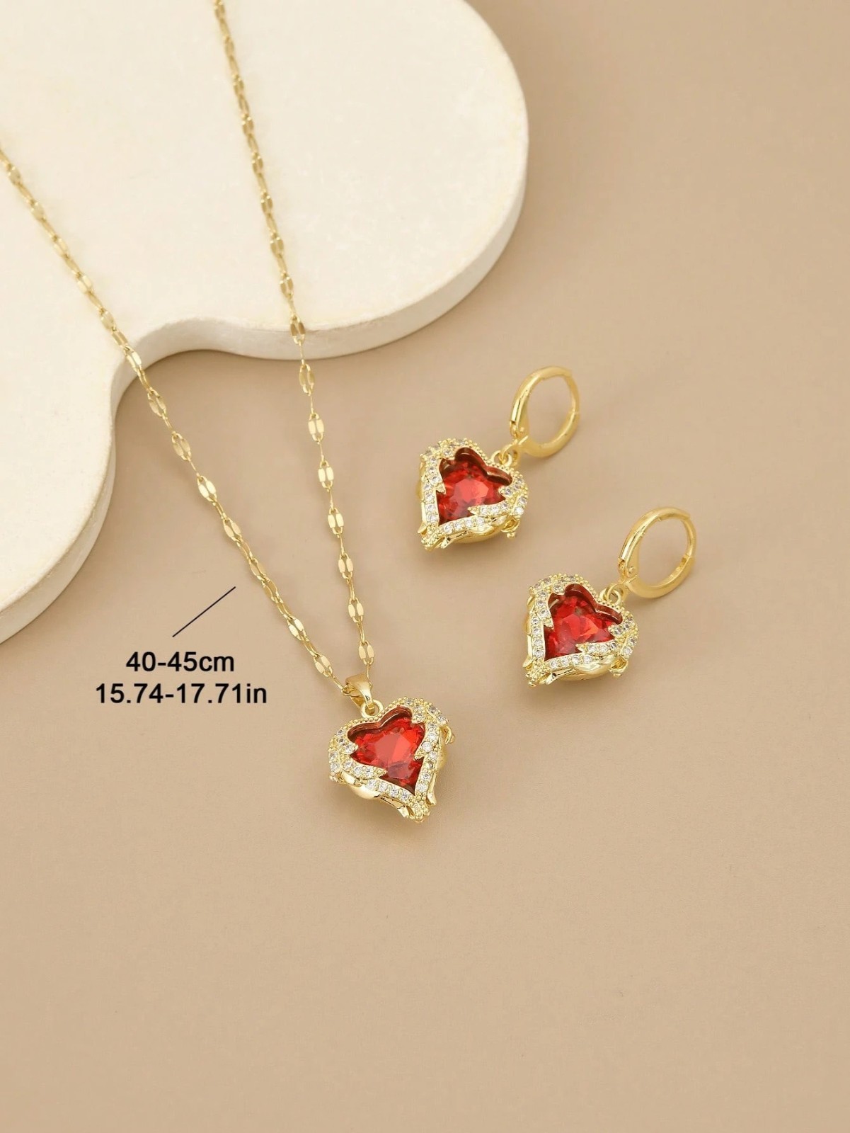 3 Pcs/Set Heart Necklace Earrings Love Gift Angel Wings Pendant Chain Women USA