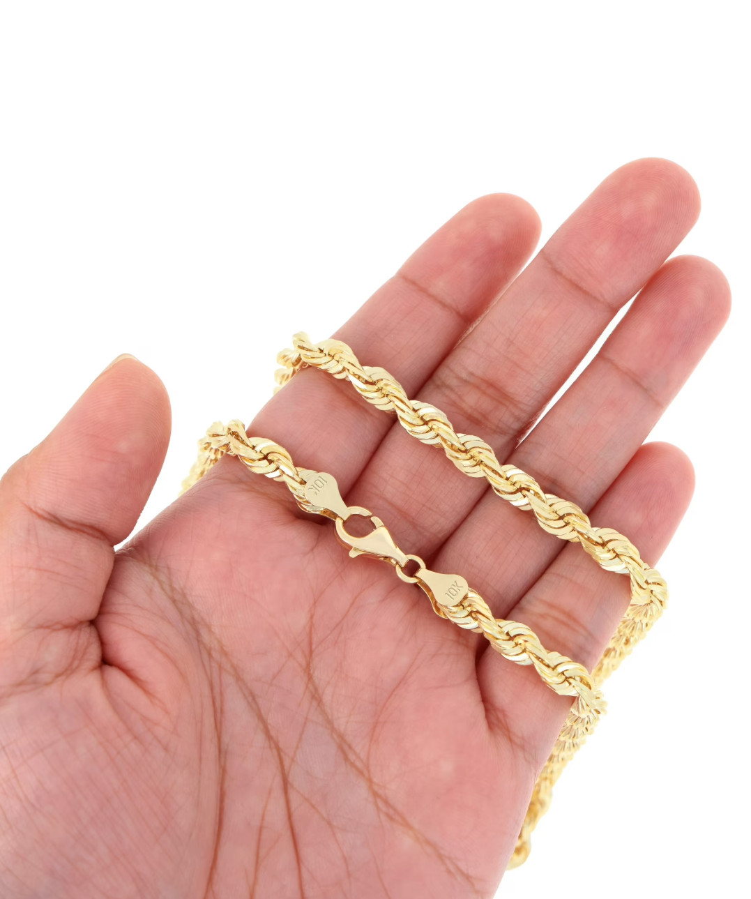 New Real 10K Men’s Yellow Gold Rope Chain 6mm Width 22″ Inc Necklace Diamond Cut