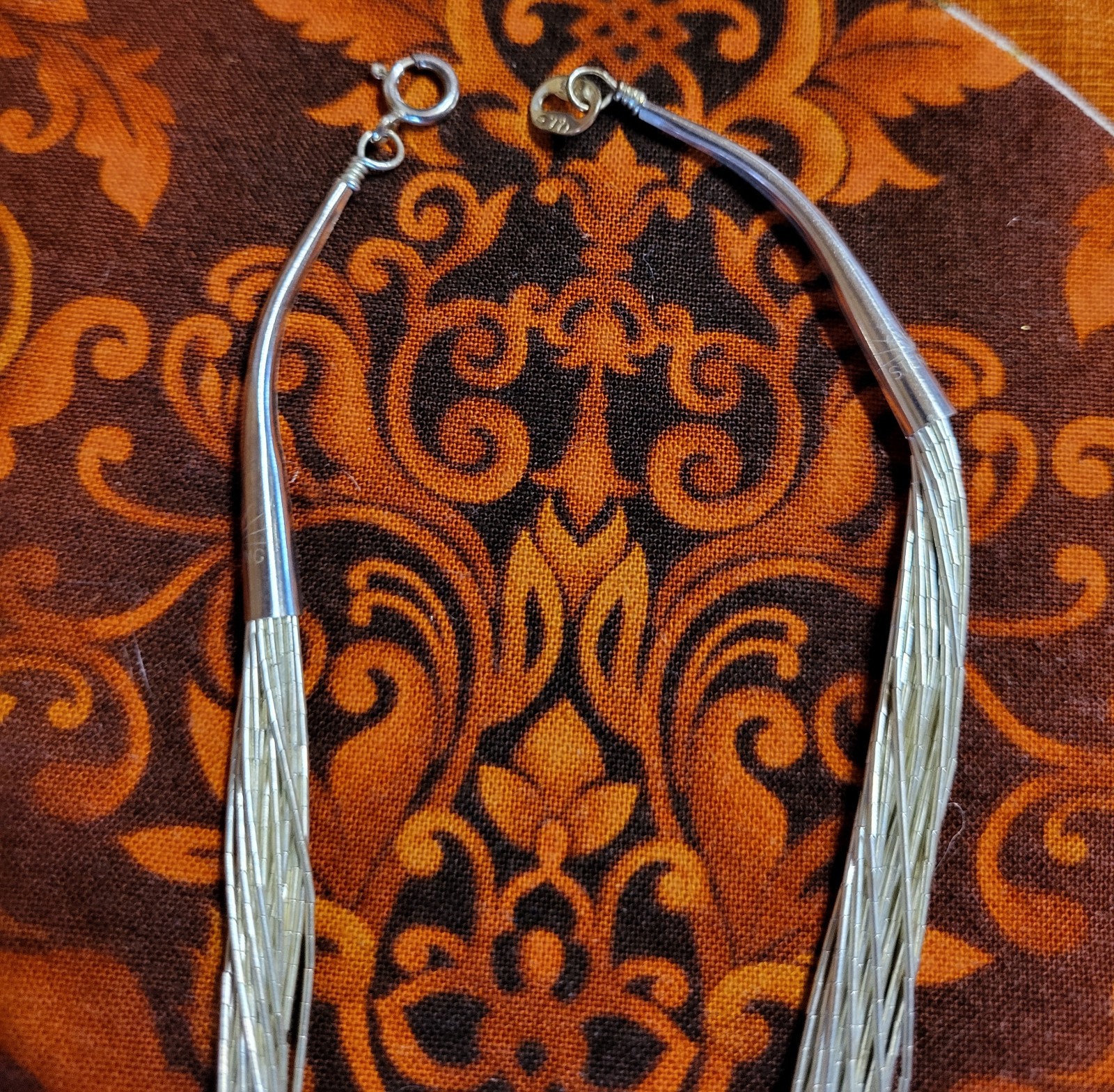 New in Box Native American Sterling Liquid Silver 20 Strand Necklace 30 Inches