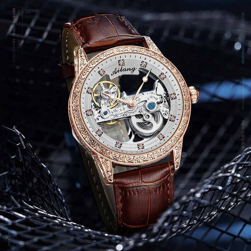AILANG Men’s Automatic Mechanical Wristwatch Bridge Skeleton Sapphire Luminous