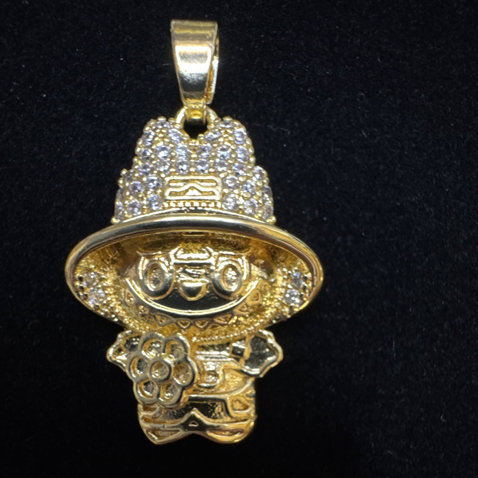 Necklace Pendant Cartoon BuBu 14K Gold Filled, Cz Stones, 24.7mm