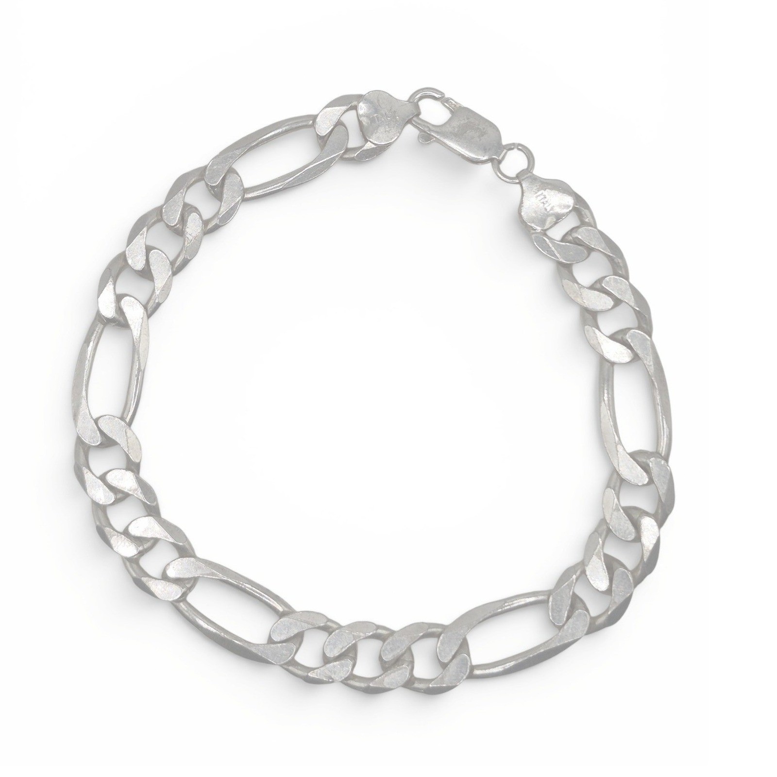 Vintage Figaro Bracelet Mens 9.5″ Silver Italian 925 Link