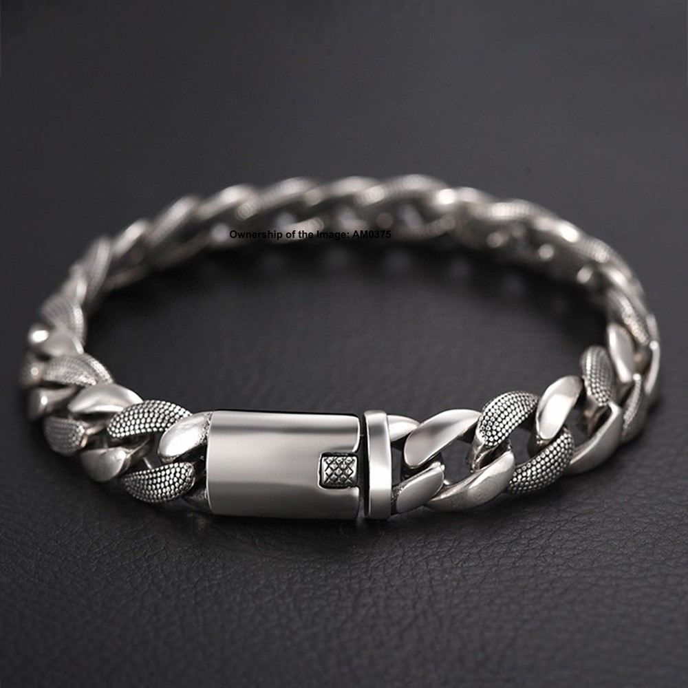 Real S925 Sterling Silver Bracelet 10mm Curb Link Bracelet For Men 7.1-8.7inch