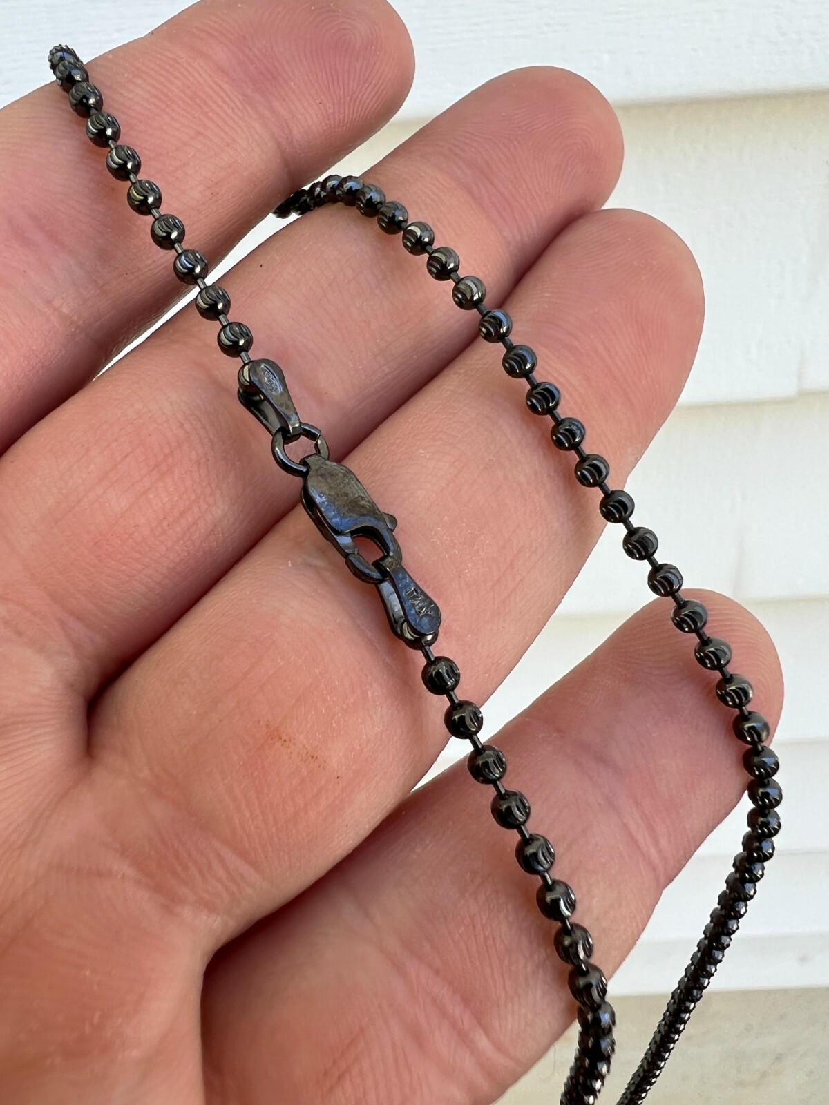 Ball Moon Bead Chain 2.5mm Necklace Black Rhodium Over Real 925 Sterling Silver
