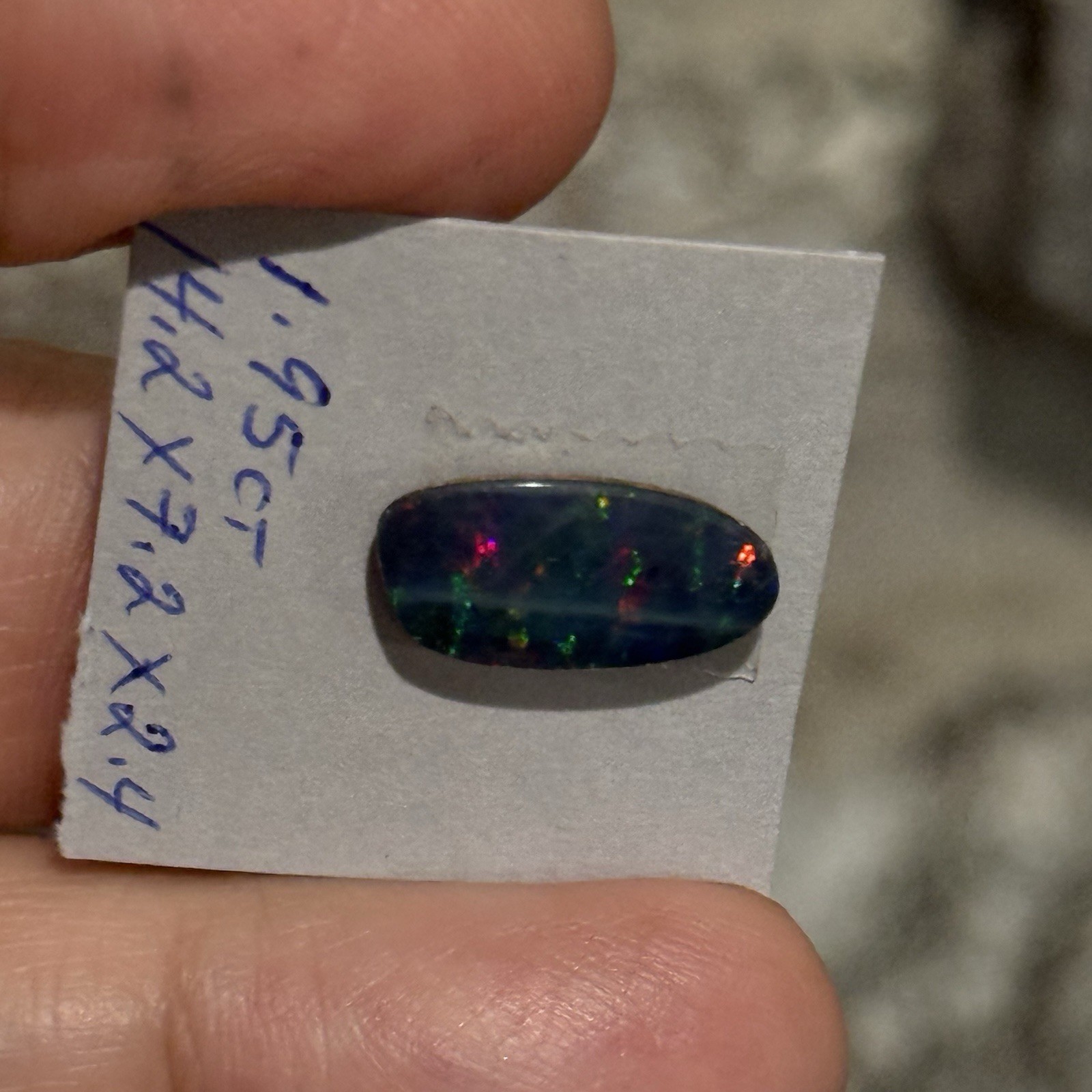 1.95ct 14.2×7.2×2.4mm Sparkling Green Blue Australian Doublet Opal Cabochon Gem