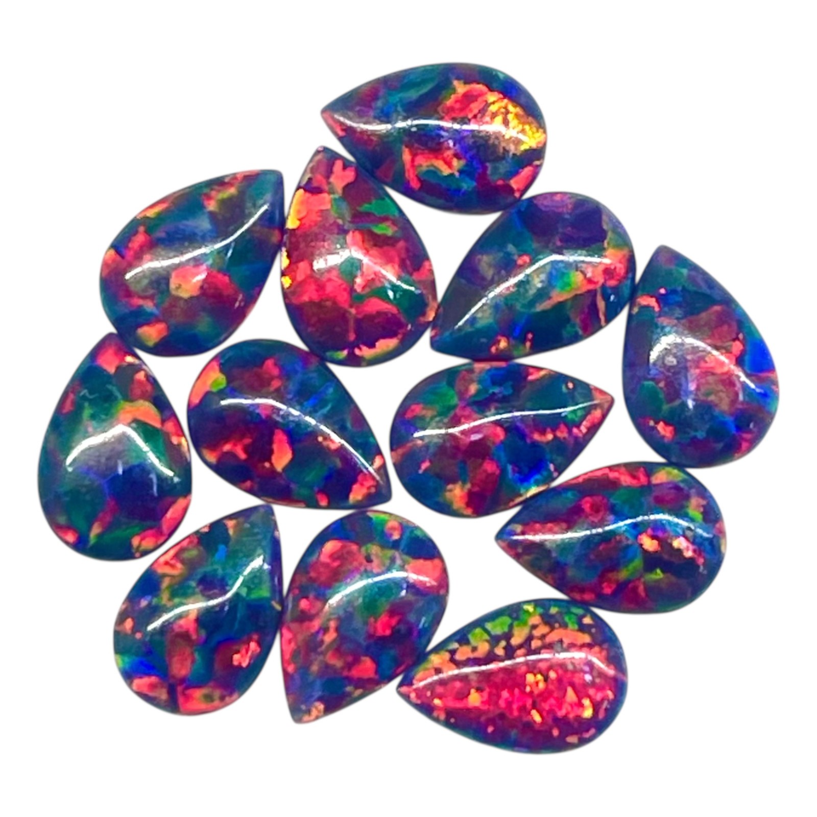 9 Pcs Australian Black Opal 6x4mm Pear AAA Quality Lab Created Gemstones Lot