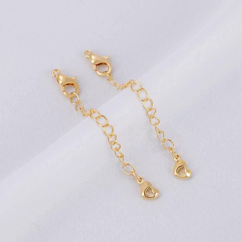 6PCS 18K Gold Plated Extender Chain with Lobster Clasp and Heart, 2 Inch GXB29