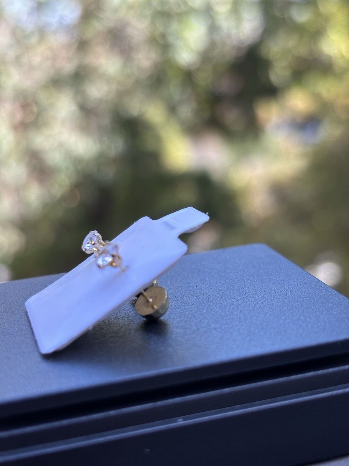 10K Yellow Gold Round Stud Earrings ,double view