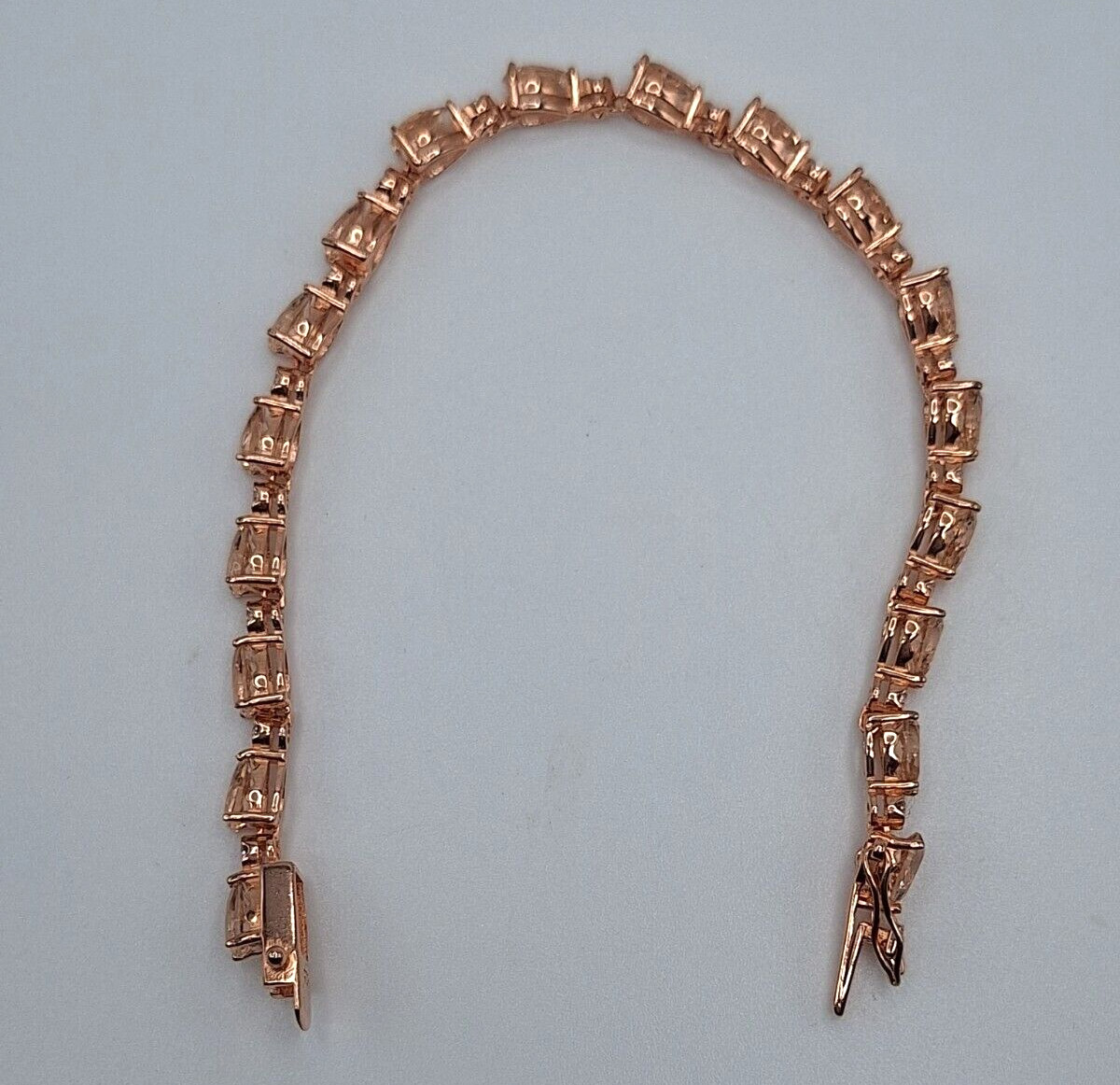 14.10ct Morganite Pear Cut Tennis Bracelet & Rose Gold Vermeil & Sterling Silver