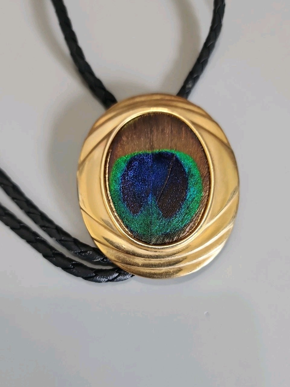 Peacock Feather Bolo Tie