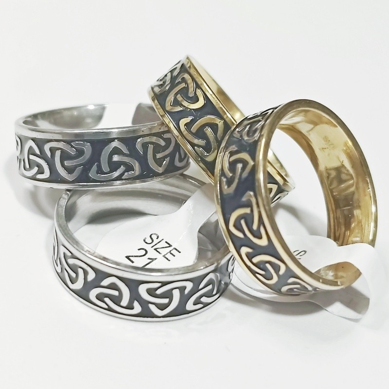 36 Pcs Celtic Knot Black Enamel Stainless Steel Rings Stackable Vintage Jewelry