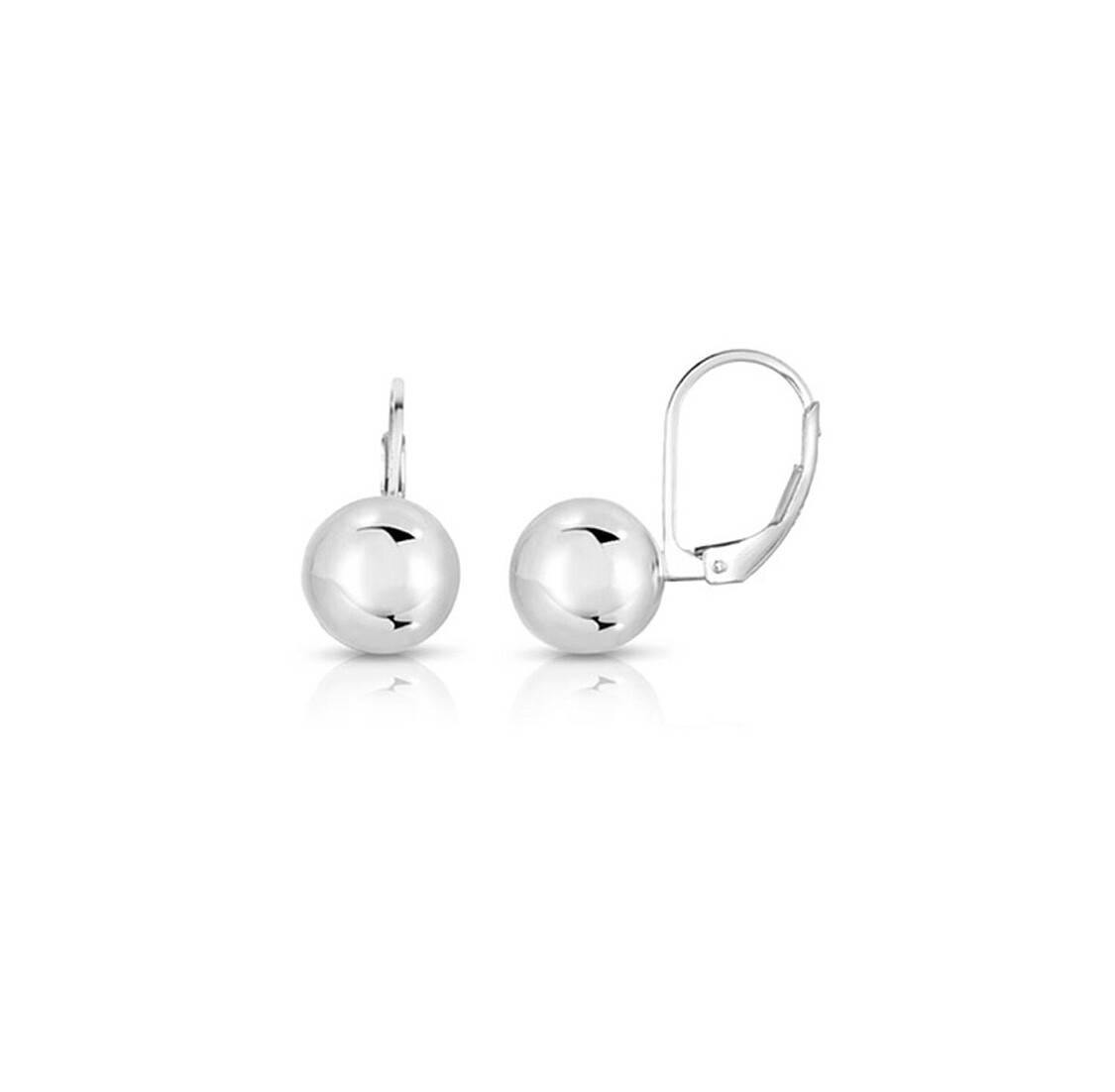 Italian Sterling Silver Solid LeverBack Ball Earrings
