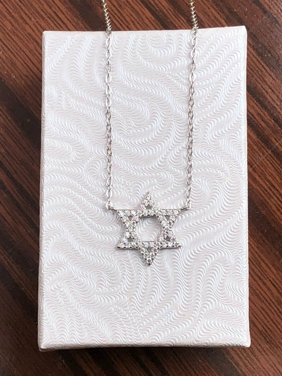 925 Sterling Silver Cz Star of David Pendant Necklace Womens 14.5mm(0.57″) 17.5″