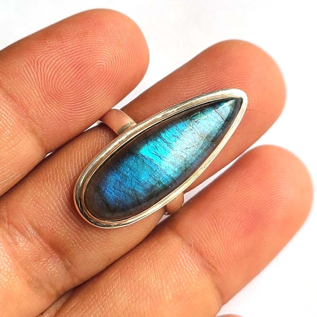 Natural Labradorite 925 Sterling Silver Handmade Fine Ring All Size Available