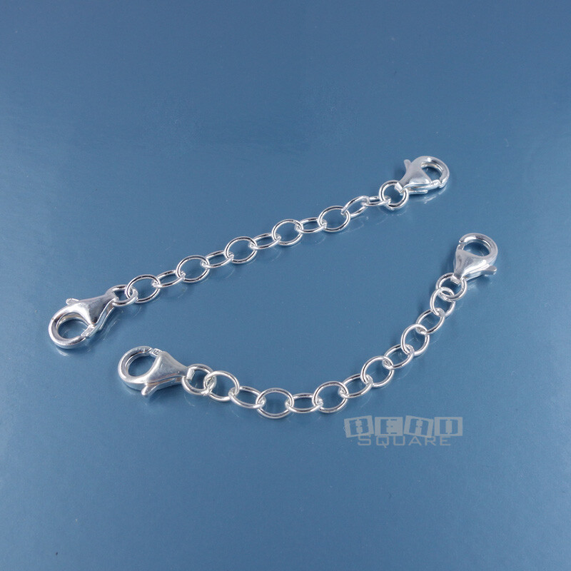 2 Sterling Silver Lobster Claw Clasps Safety Chain, Connector, Extender 2 inches