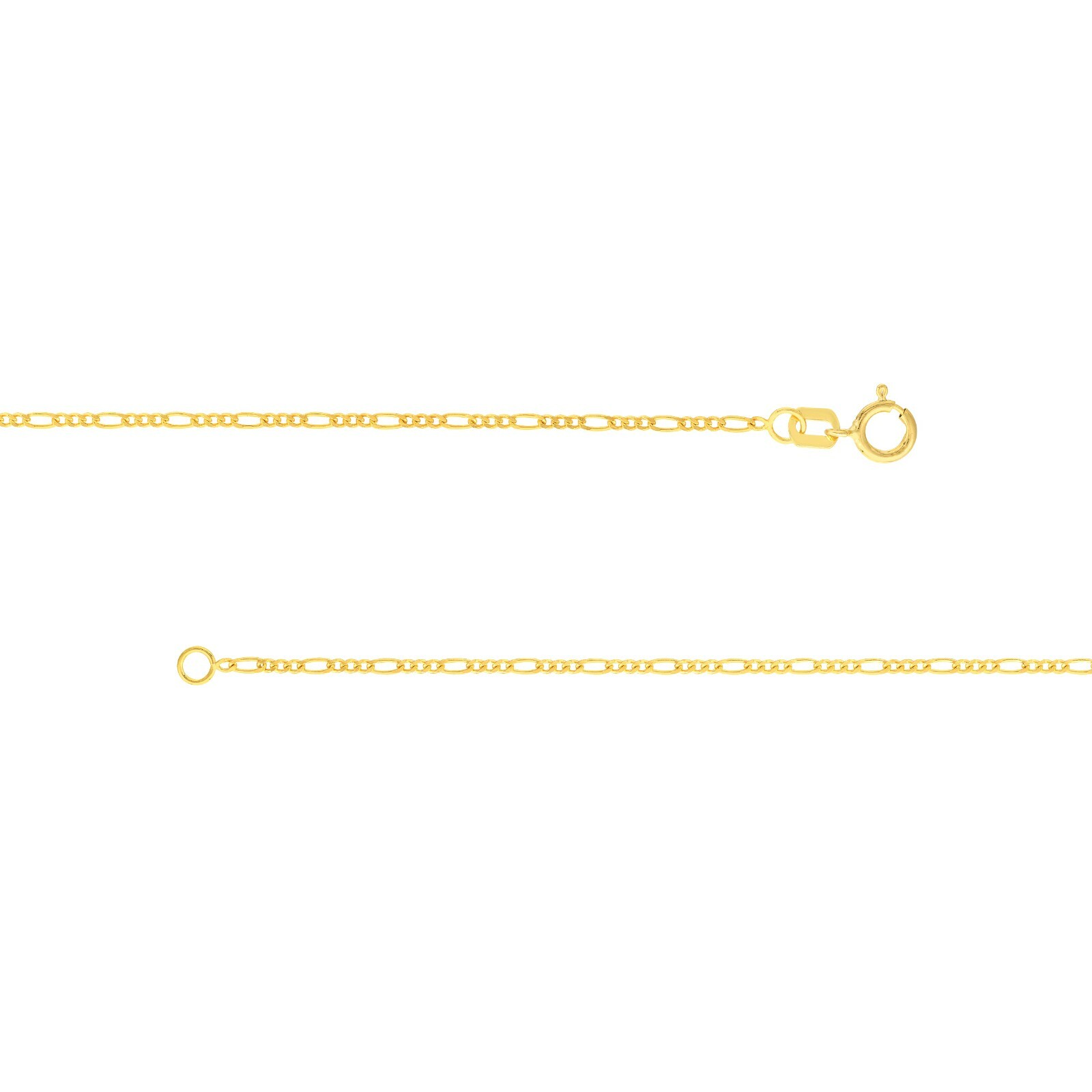 1.28mm Concave Figaro Chain Necklace Real 14K Yellow Gold