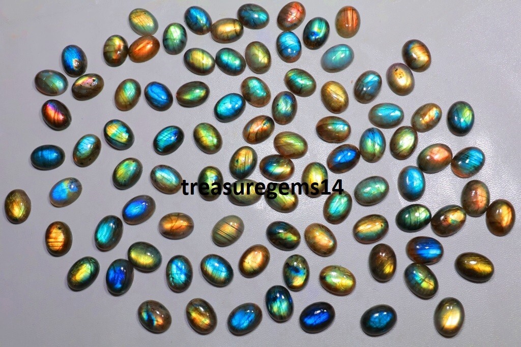 LABRADORITE 13X18 mm OVAL” 250 CT WHOLESALE LOT NATURAL MULTI FIRE CABOCHON
