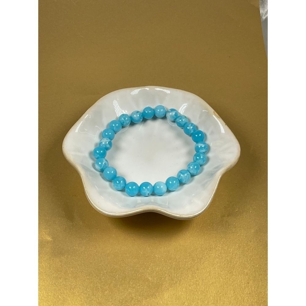 Hemimorphite Beaded Stone Stretch Bracelet
