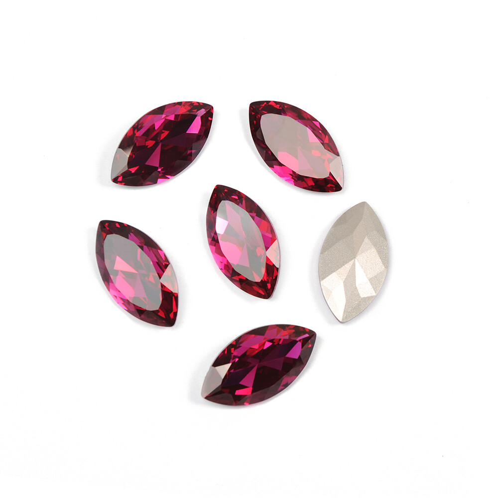 4227 Fuchsia Navette K9 Glass Crystal loose Bead Sew on Rhinestone 17x32mm 1pcs