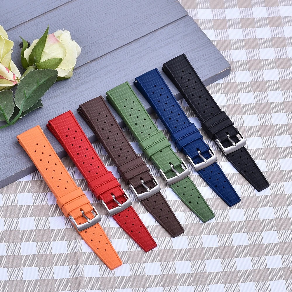 Premium FKM Rubber Watch Strap 20mm 22mm Quick Release Tropical Watch Band