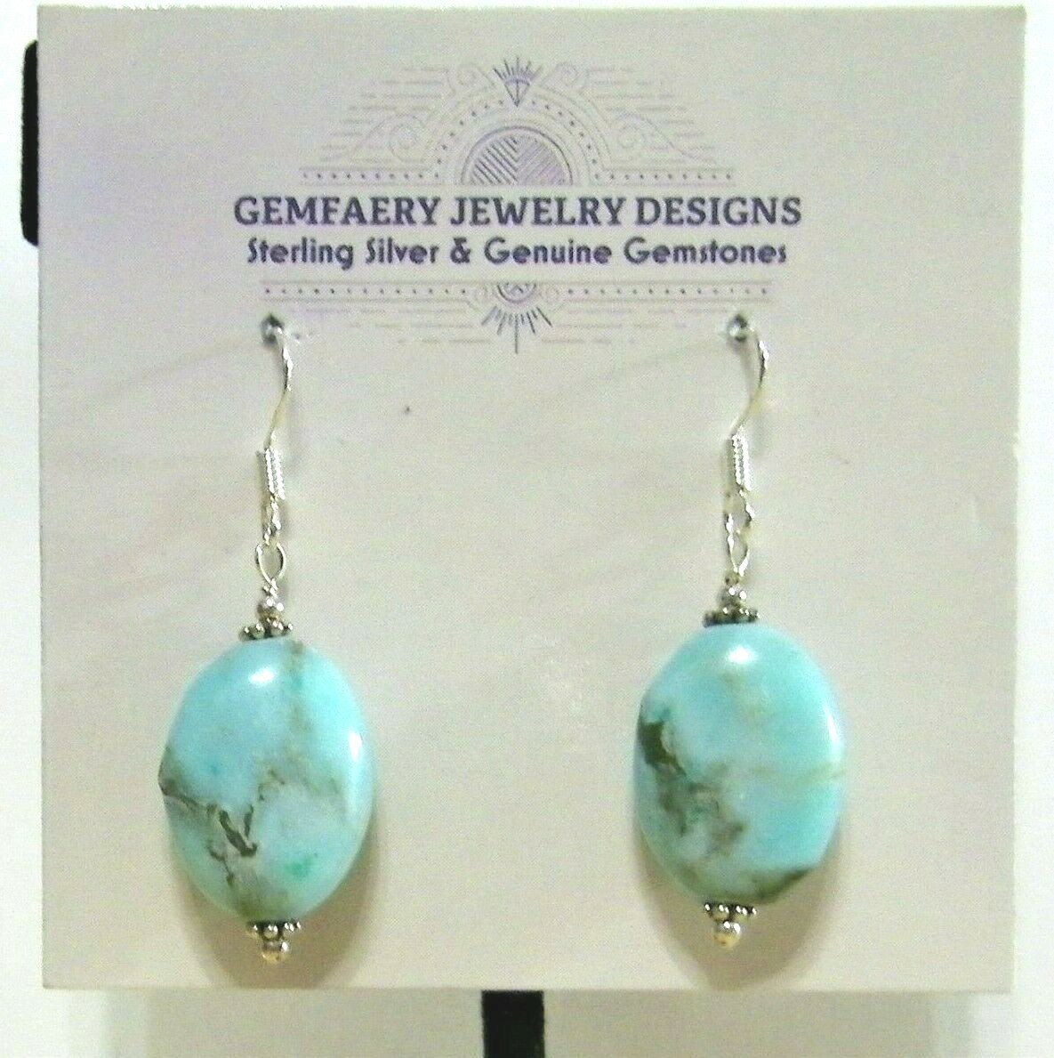Sterling Silver Blue CHRYSOPRASE Gemstone Dangle Earrings #1226…Handmade USA