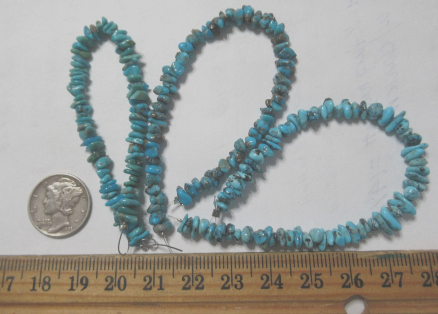 3 KINGMAN TURQUOISE STRANDS= 16.25 INCHES NUGGETS: 4 X 3mm to 7 X 4mm #774