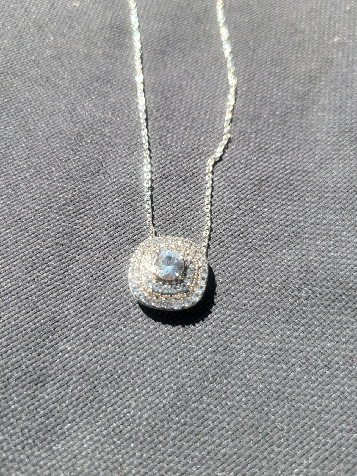 KAYS 925 STERLING SILVER WHITE SAPPHIRE & DIAMOND HALO PENDANT & Earings