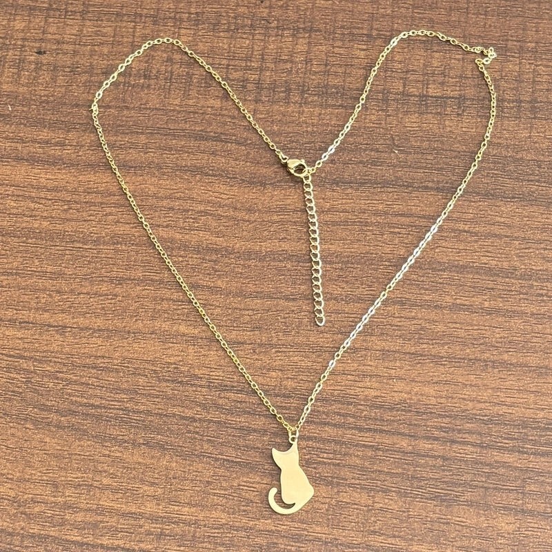 Kitty Cat Gold Color Plated Pendant Necklace