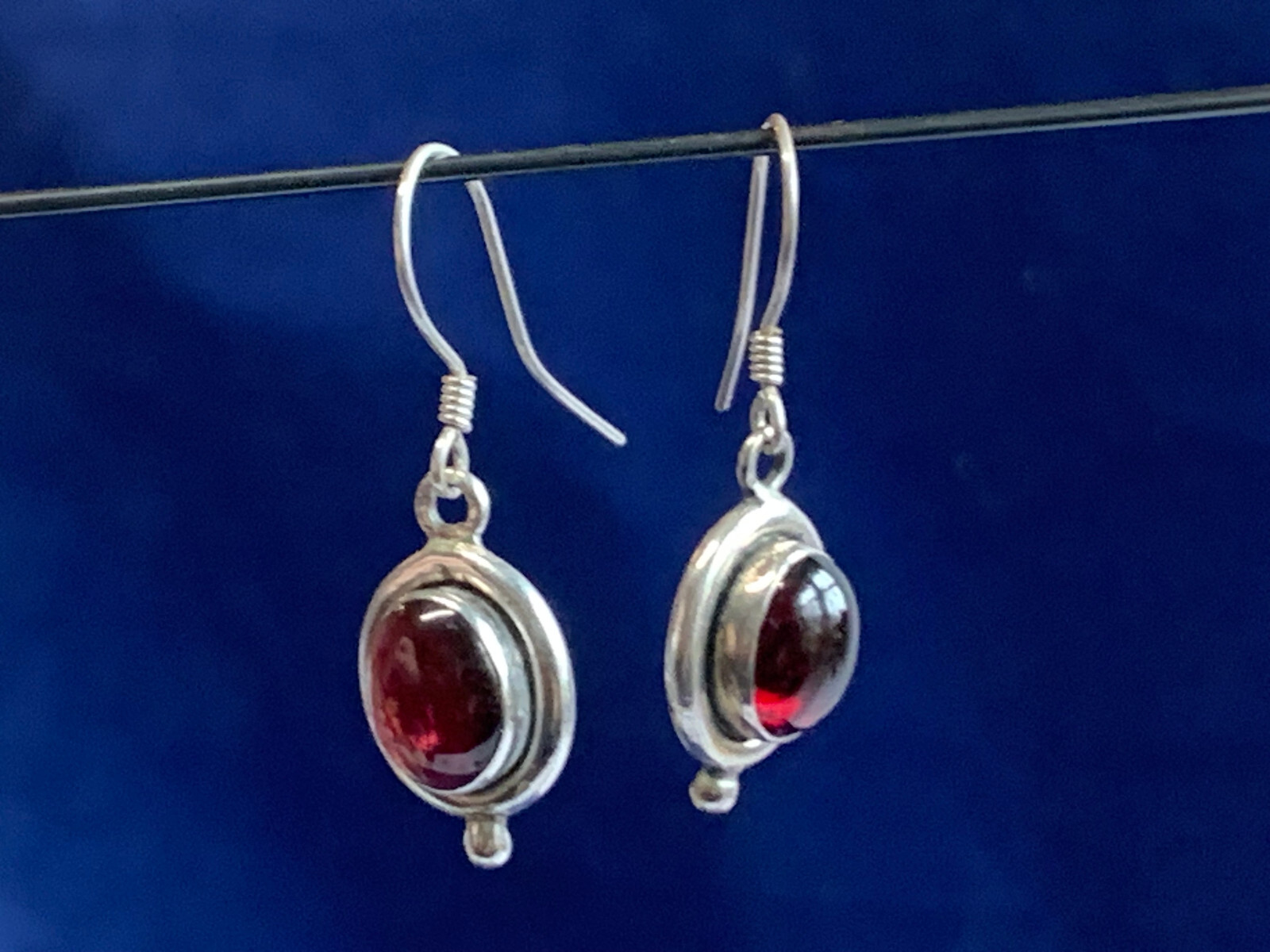 Sterling Silver Dangle Earrings 5.59g Fine Jewelry Dangle Garnet Color Stones