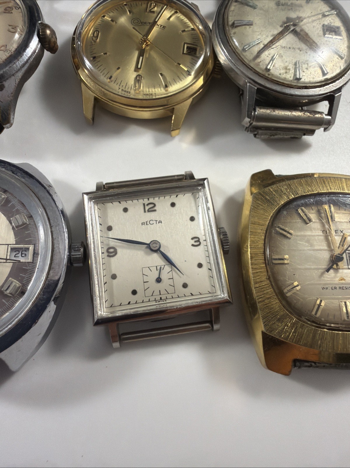 Lot Of 18 Vintage Watch Mechanical And Quartz Men’s Recta Contex Bulova Elgin ++