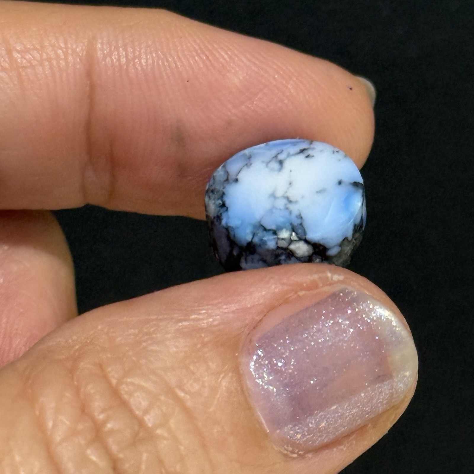 22.4ct 30.6×13.2x7mm White River Stone Lavender Opal Hubei Turquoise Cabochon