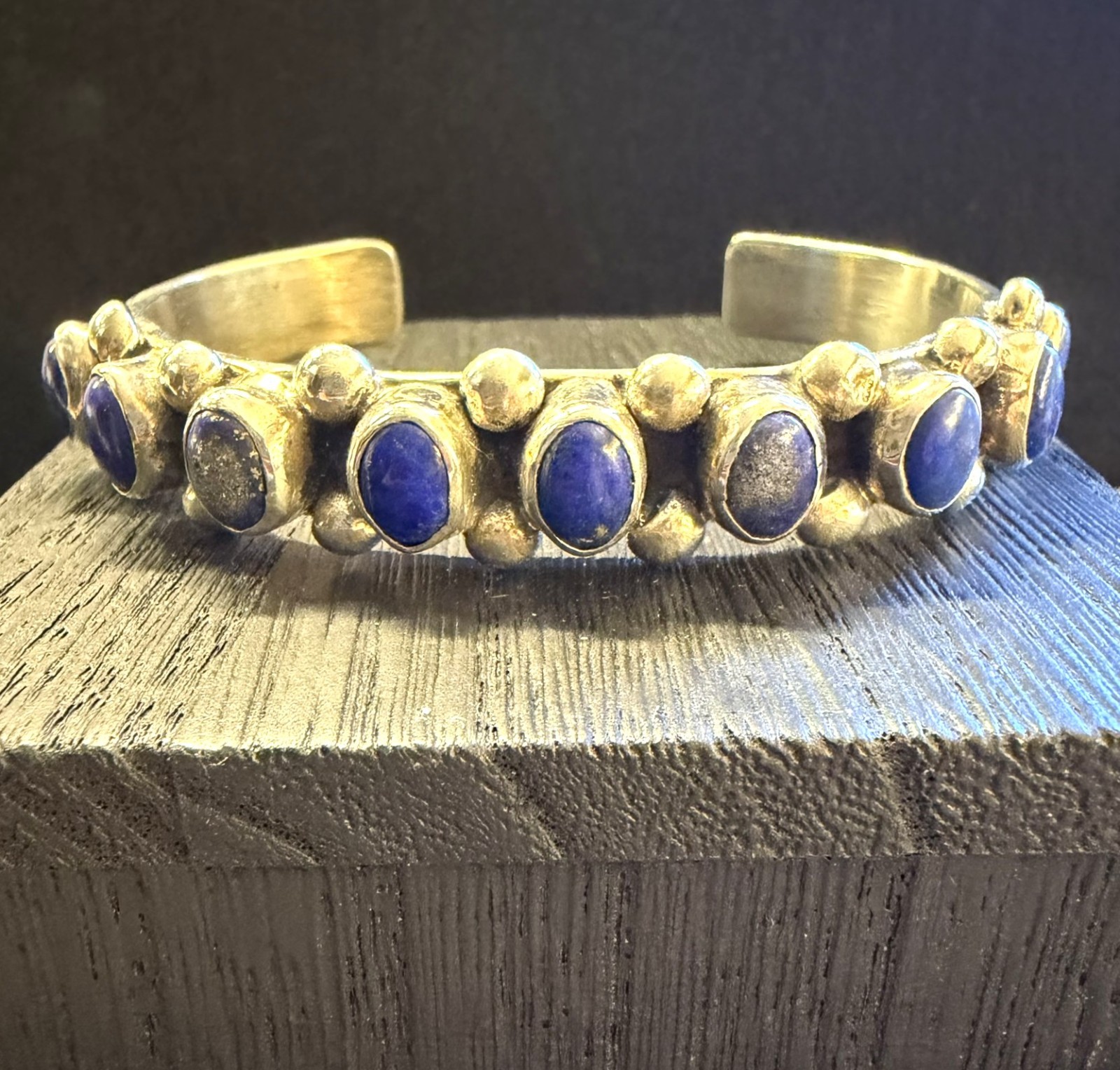 Chimney Butte Lapis Lazuli Gemstone and Sterling Silver 12.8mm Cuff Bracelet