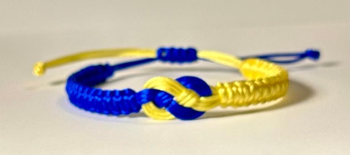 Stand with Ukraine adjustable Bracelet, Blue and yellow bracelet. 90% will donat
