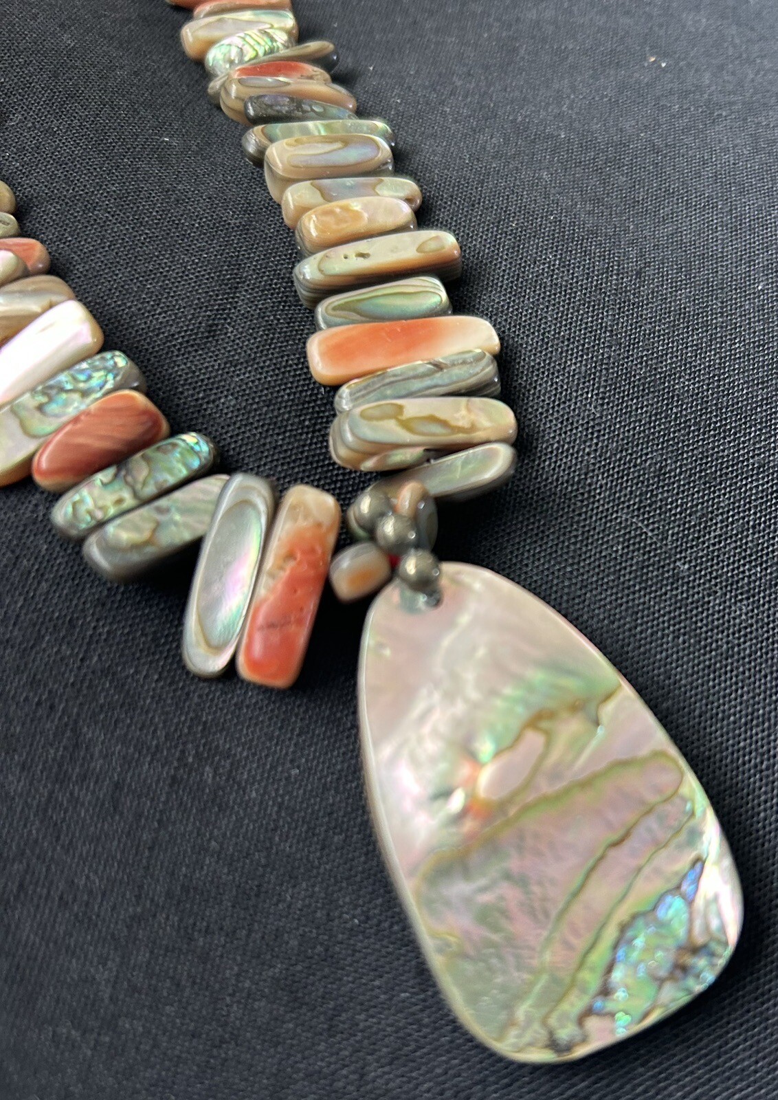 Silpada California Red Abalone Shell Sterling Reversible Pendant Necklace N1046