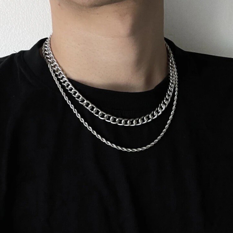 Mens Silver Cuban Chain Necklace 42-47cm 16.5-18 inches Shein Sterling Choker