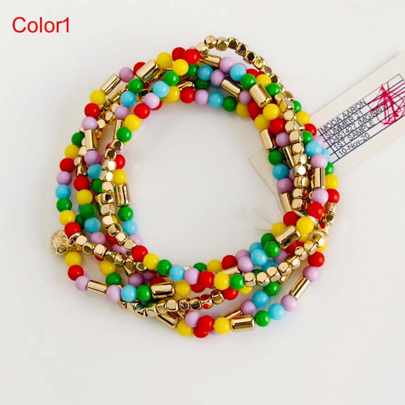 6Pcs Jcrew Resin Bead Stretch Bracelet Chic Women Party Vacation Jewelry 2Colors