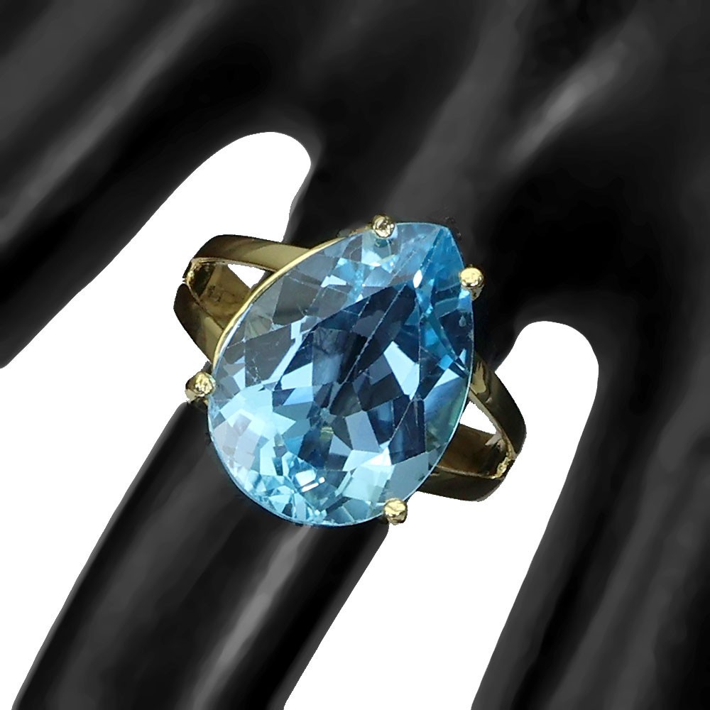 925 Sterling Silver Ring Pear Swiss Blue Topaz 18x13mm Gemstone Jewelry Size 7